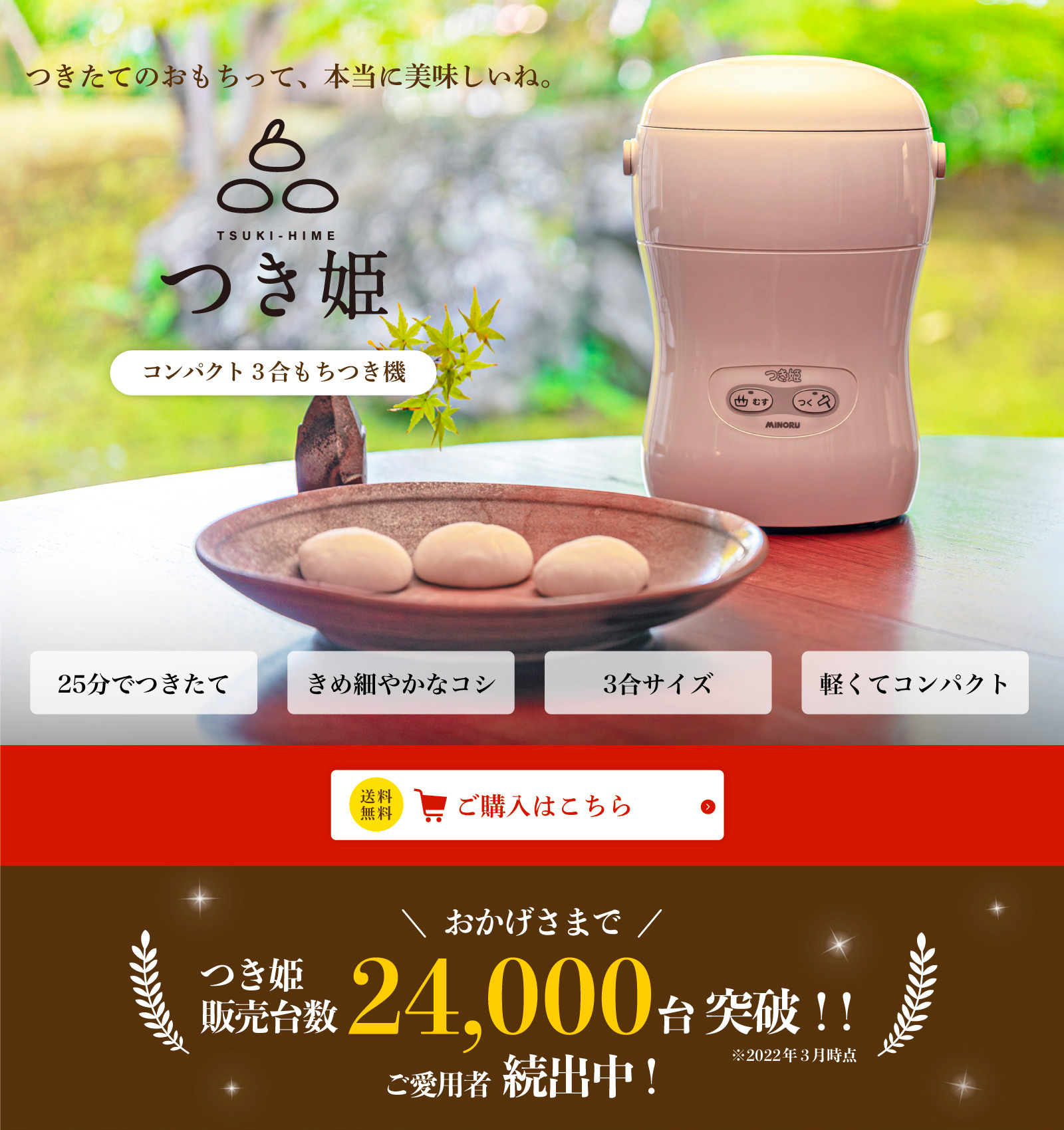 MINORU【新品未使用】みのる産業　3合餅つき機「つき姫」